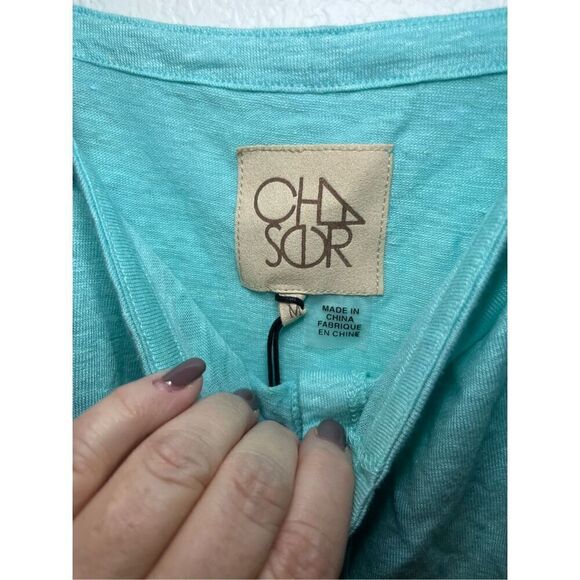 NWT Chaser Button Up Tank Top in Aqua - Picture 3 of 5